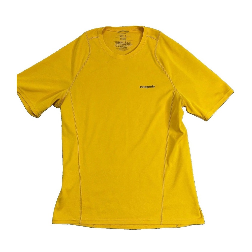 Patagonia Men's S Yellow Performance Short Sleeve Athletic Shirtβ Polyester